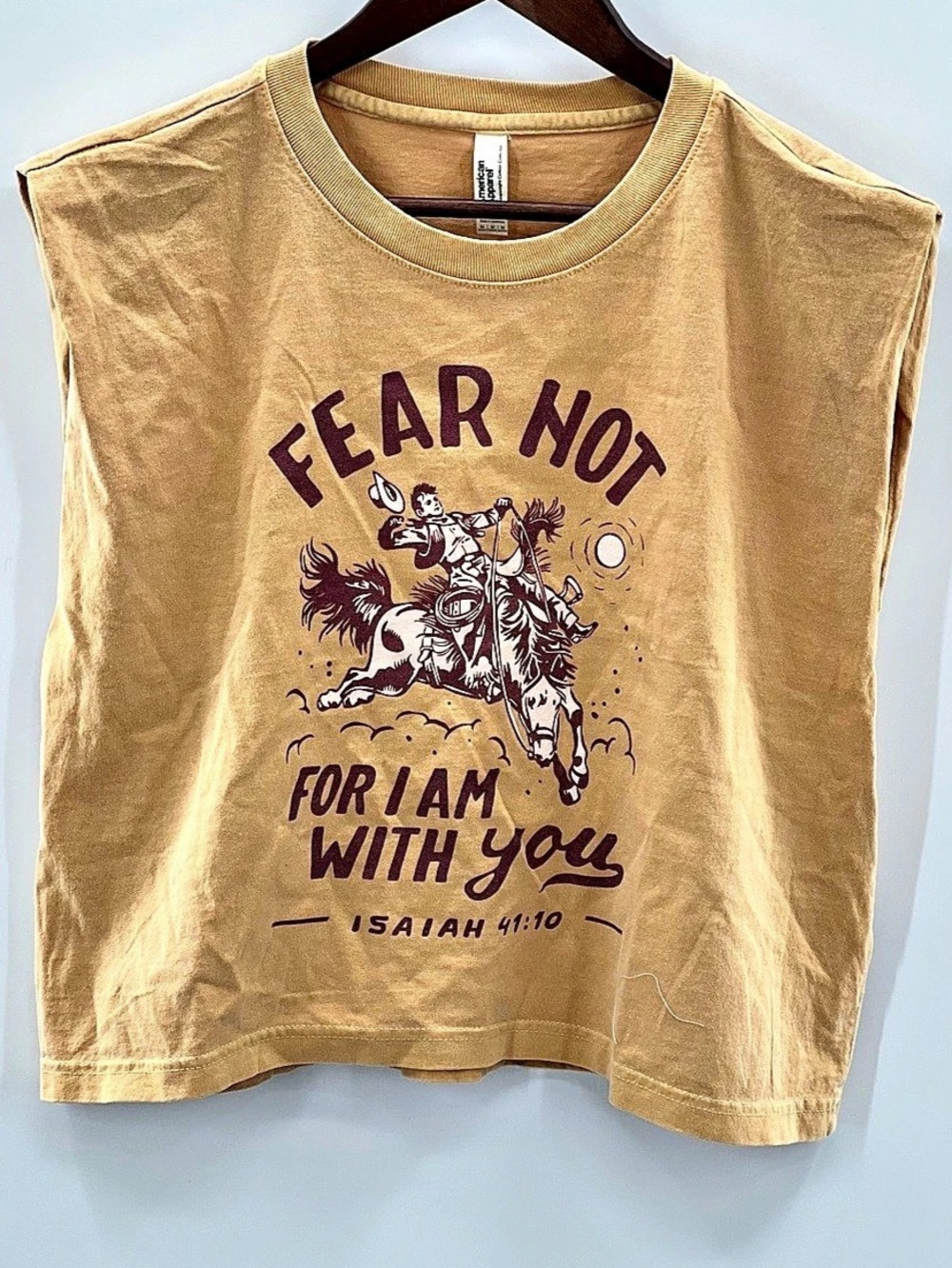 556 American Apparel Graphic Muscle Tee in Brown Size Medium Like New